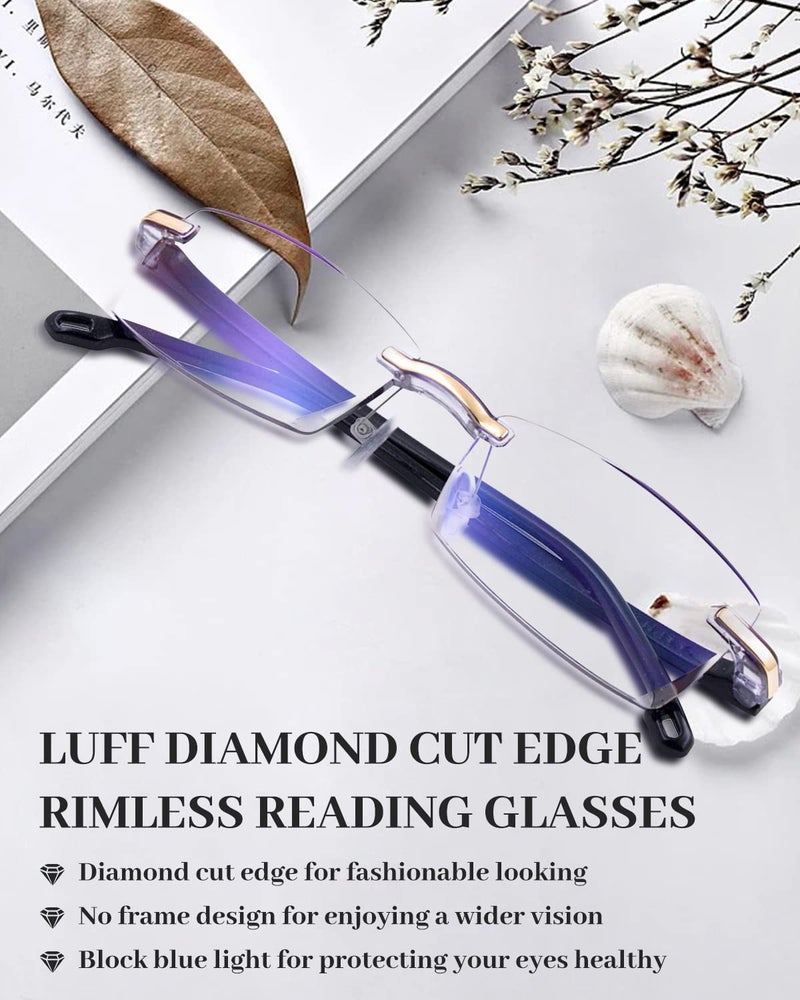 LUFF Premium Computer Reading Glasses Blue Light Blocking Diamond Cut Edge Design Spectacle Readers for Men - Image 2